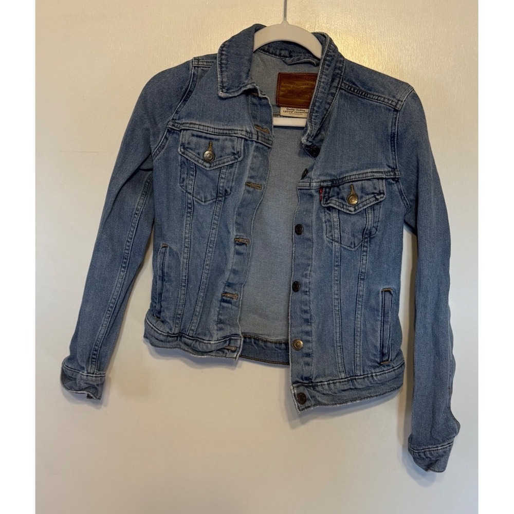 Levis Premium Denim Trucker Jean Jacket Light Wash Blue Women Size S